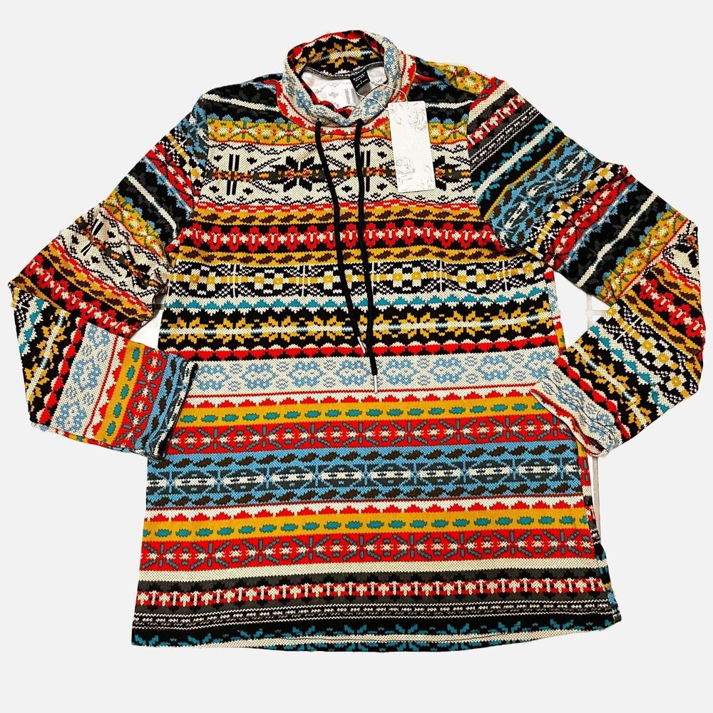 Emery Rose Geo/Aztec Pullover Sweatshirt Size Large NWT